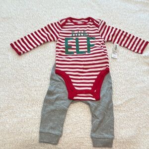 Old Navy Red and Gray Striped Bodysuit